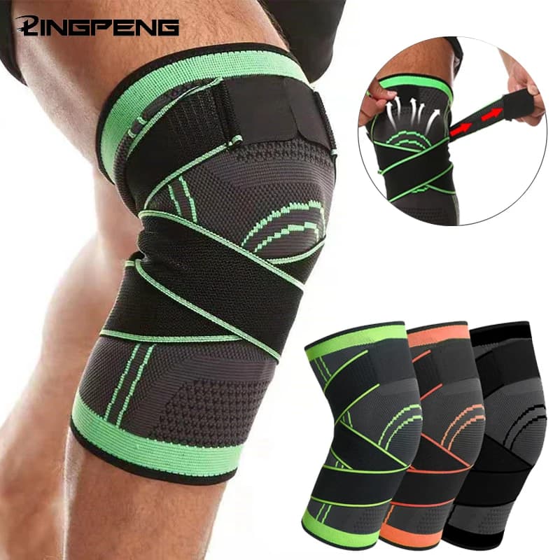 Knee compression sleeve with adjustable straps for running, training and sportswear, hiking, football, basketball, sports run