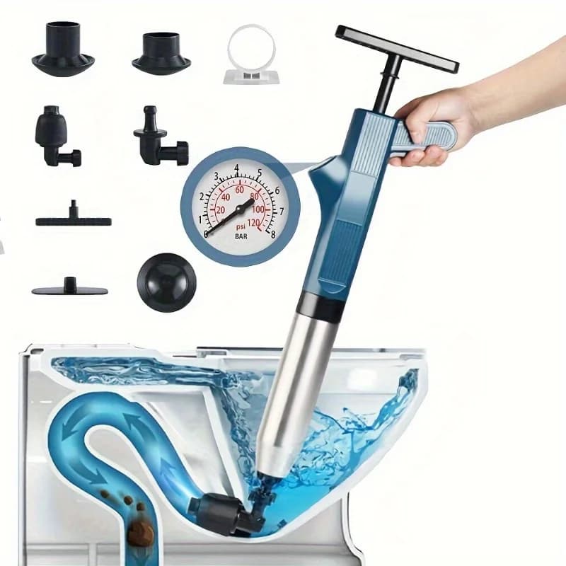 Set di strumenti per la pulizia delle condutture Draga per fognature a stantuffo ad alta pressione per bagno WC Lavello della cucina Tubi di drenaggio Dispositivo di sblocco