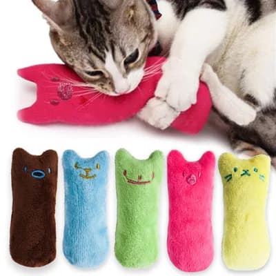 Giocattoli Interattivi Divertenti in Peluche per Gatti con Erba Gatta, Giocattolo Sonoro da Masticare per Gattini, Giocattolo da Morso per Zampe e Dita, con Menta per Gatti