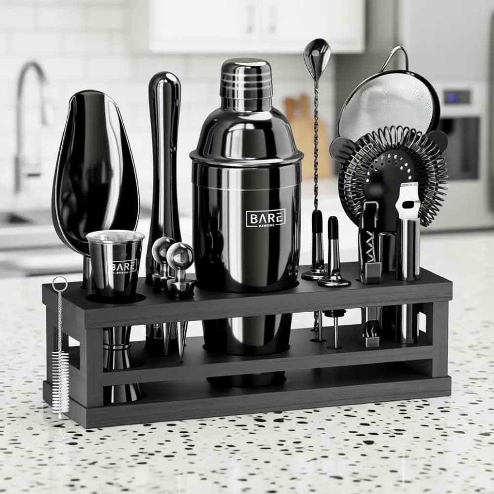 Set da Cocktail 16 Pezzi | Shaker Cobbler da 24oz | Inclusi 35 schede ricettuali