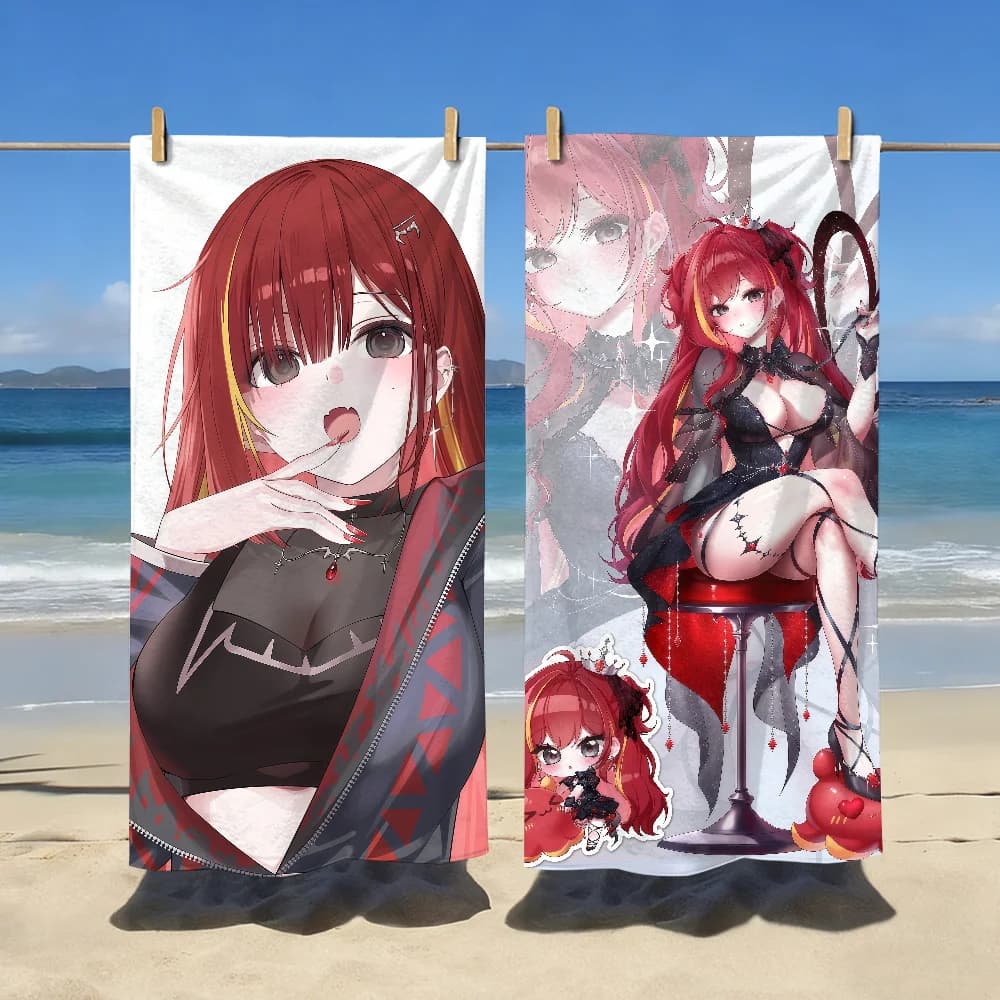 Asciugamano da spiaggia VTuber A-Akane Lize-S Singer, ad asciugatura rapida, per viaggi, campeggio, resistente alla sabbia, morbido, leggero, grande