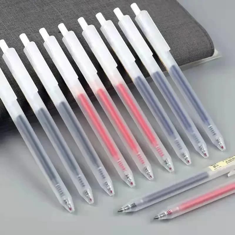 Penna Gel Resistente allo Sporco ad Asciugatura Rapida, Tipo a Pressione, Inchiostro Nero/Blu/Rosso, Punta 0.5mm, Penne per Firma, Scuola e Ufficio
