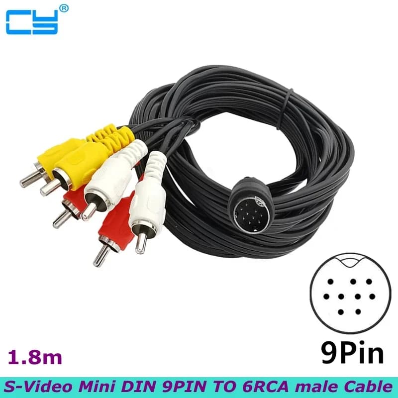 Cavo audio video aziendale S-Video Mini DIN da 9 pin a 6RCA per ricevitore proiettore display per apparecchiature di monitoraggio set-top box