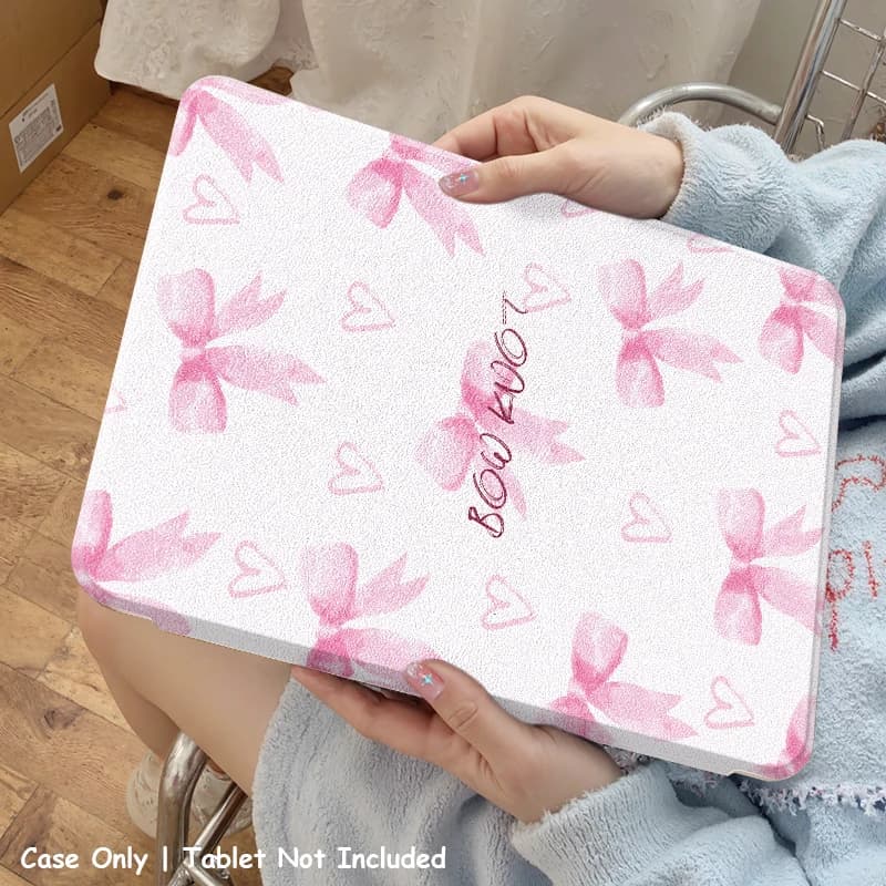 360° Rotating Stand Case for iPad 5/6th 7/8/9th Gen Air3 Pro 11 Clear Acrylic Pink Frame Auto Sleep Pencil Holder Slim Cover