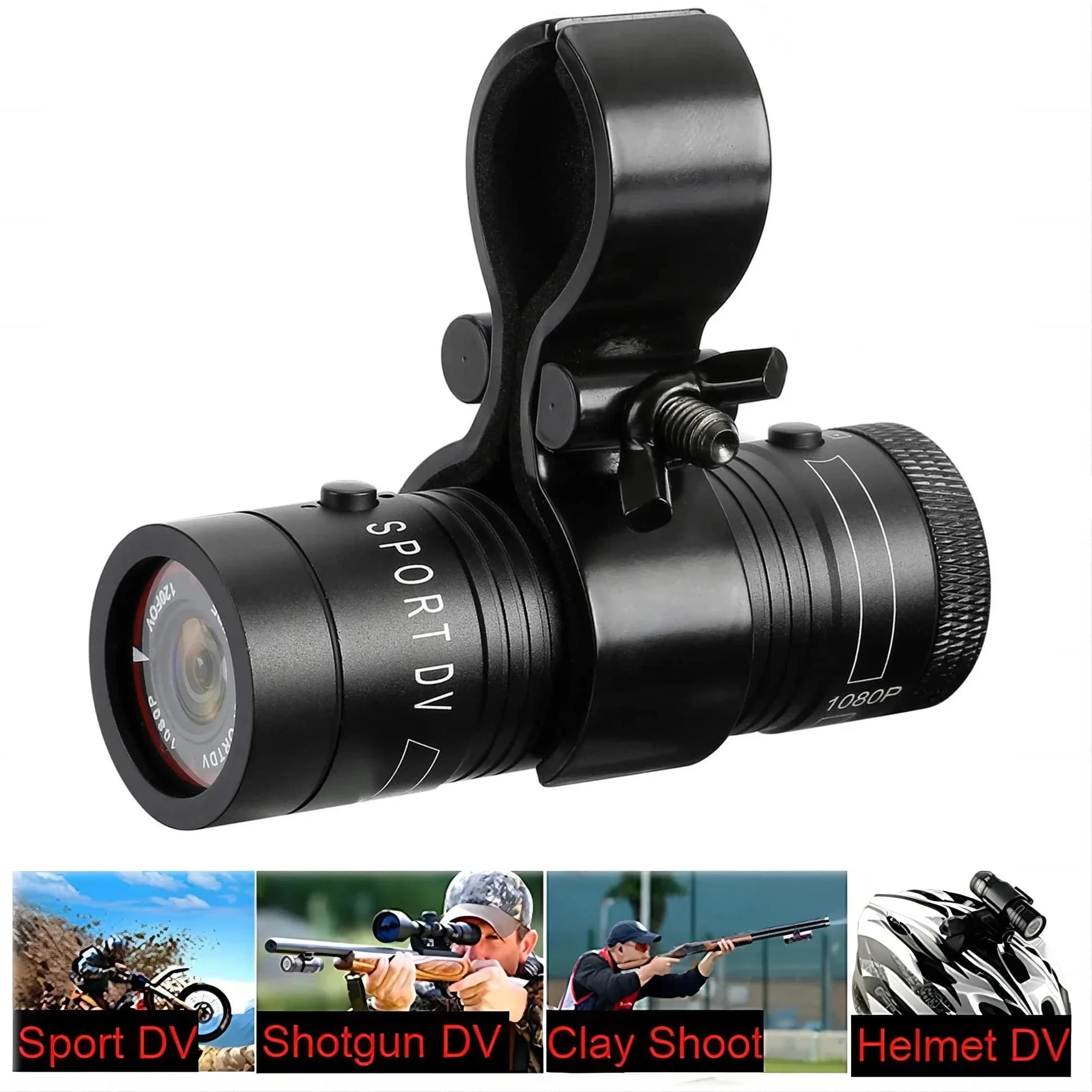 Telecamera d'azione esterna per caschi da mountain bike e moto | Mini DV sportivo con supporto per pistola