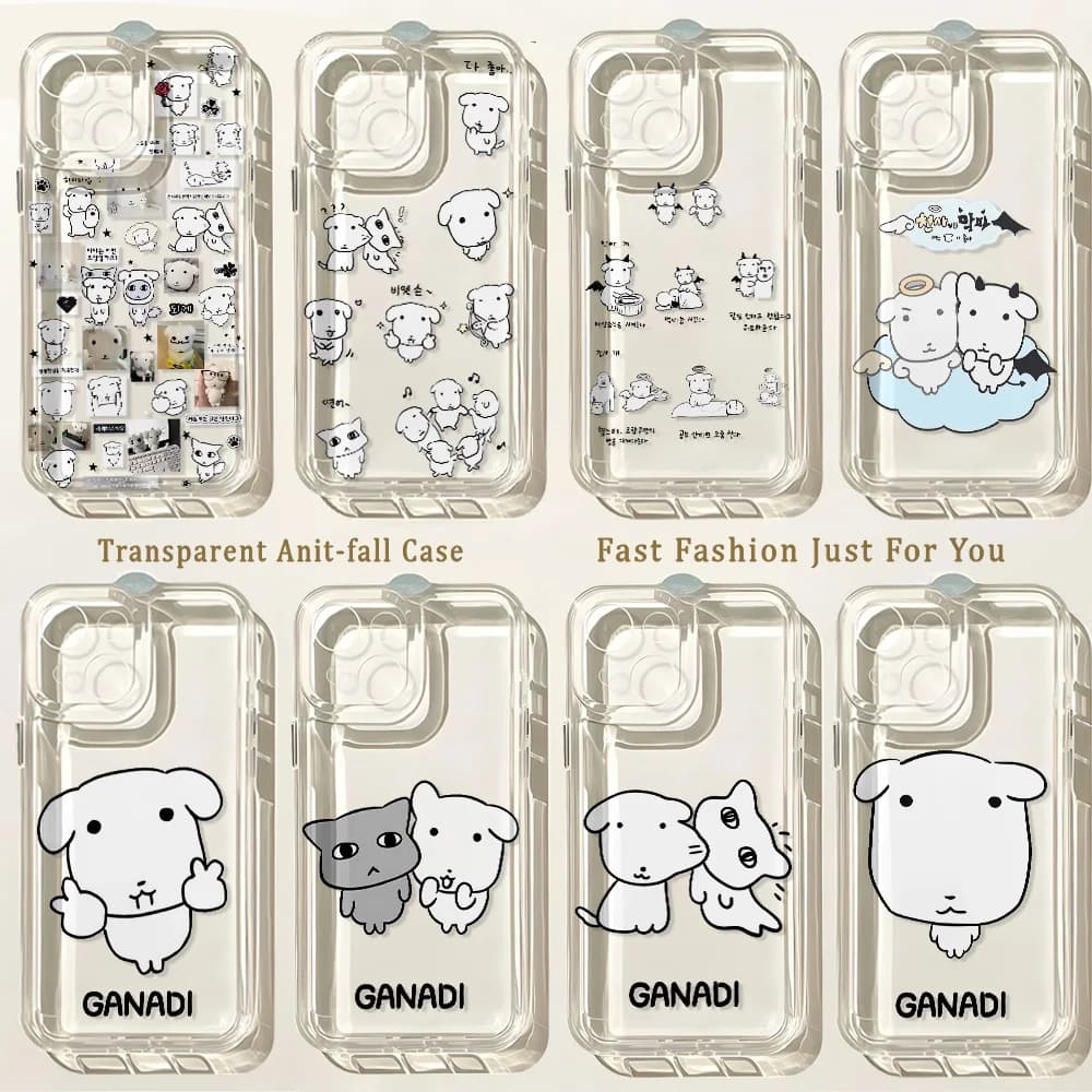 Cover per telefono Cartoon Ganadi Puppy per Samsung Galaxy S26 S25 S24 S23 S22 S21 S20 FE Note20 Note10 Edge Plus Ultra Lite 5G Trasparente