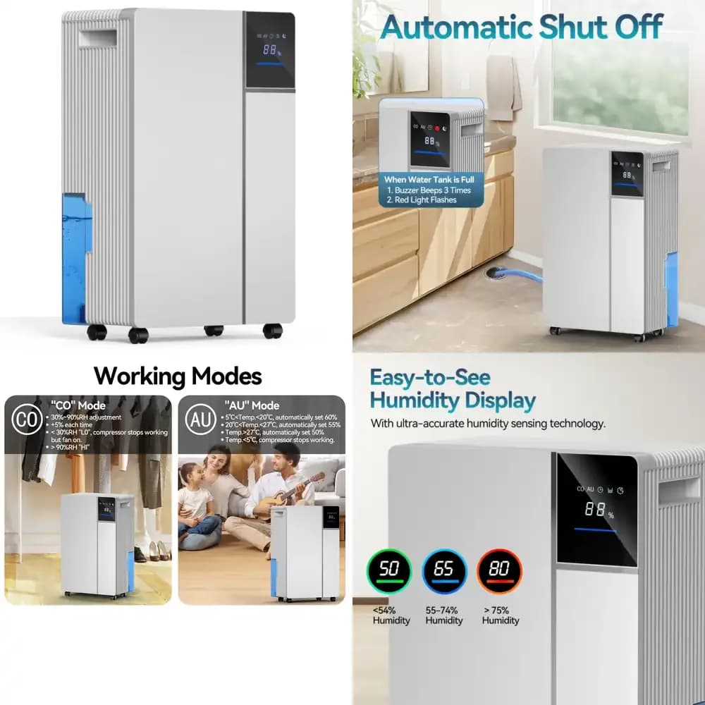 Qwinn 2026 - Deumidificatore Domestico da 16L con Pannello di Controllo Touch Screen, Deumidificatori Commerciali per Camera da Letto