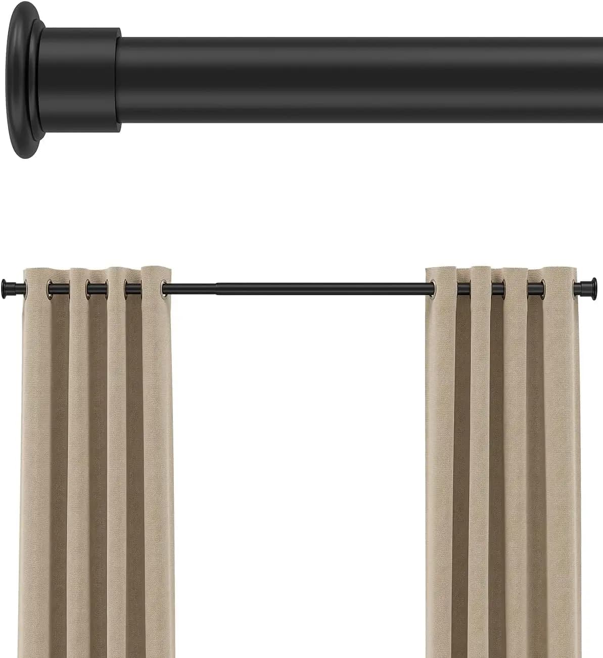 Tension Curtain Rod, 42-123 Inches, Heavy Duty Tension Rods for Windows, Adjustable Spring Loaded Curtain Rods No