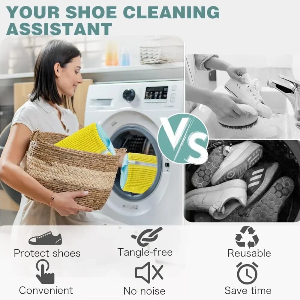 New bag for washing shoes 360 Surround Soft-fibre cleaning Laundry reusable Washable in washing machine Padded mesh bag to store