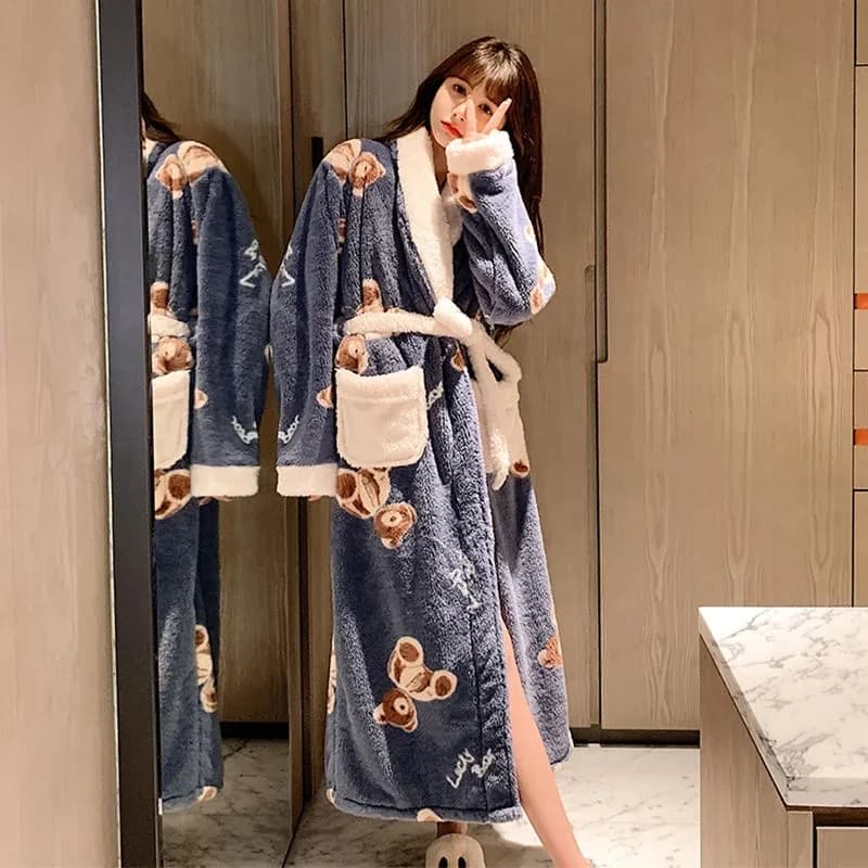 2024 long and extra long coral velvet bathrobe 2022 new flannel pyjamas autumn/winter for women