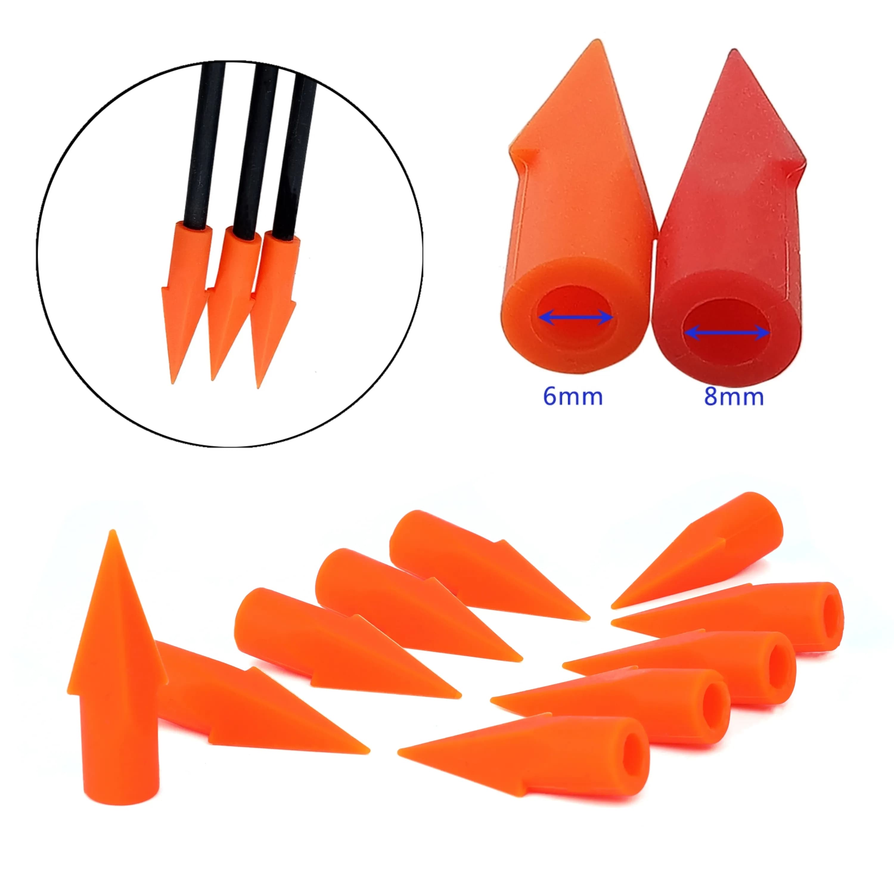 36pcs Archery Rubber Arrowhead Arrow Tips Safe Practice Target Point Broadheads For OD 6/8mm Shaft Shooting Training Teaching