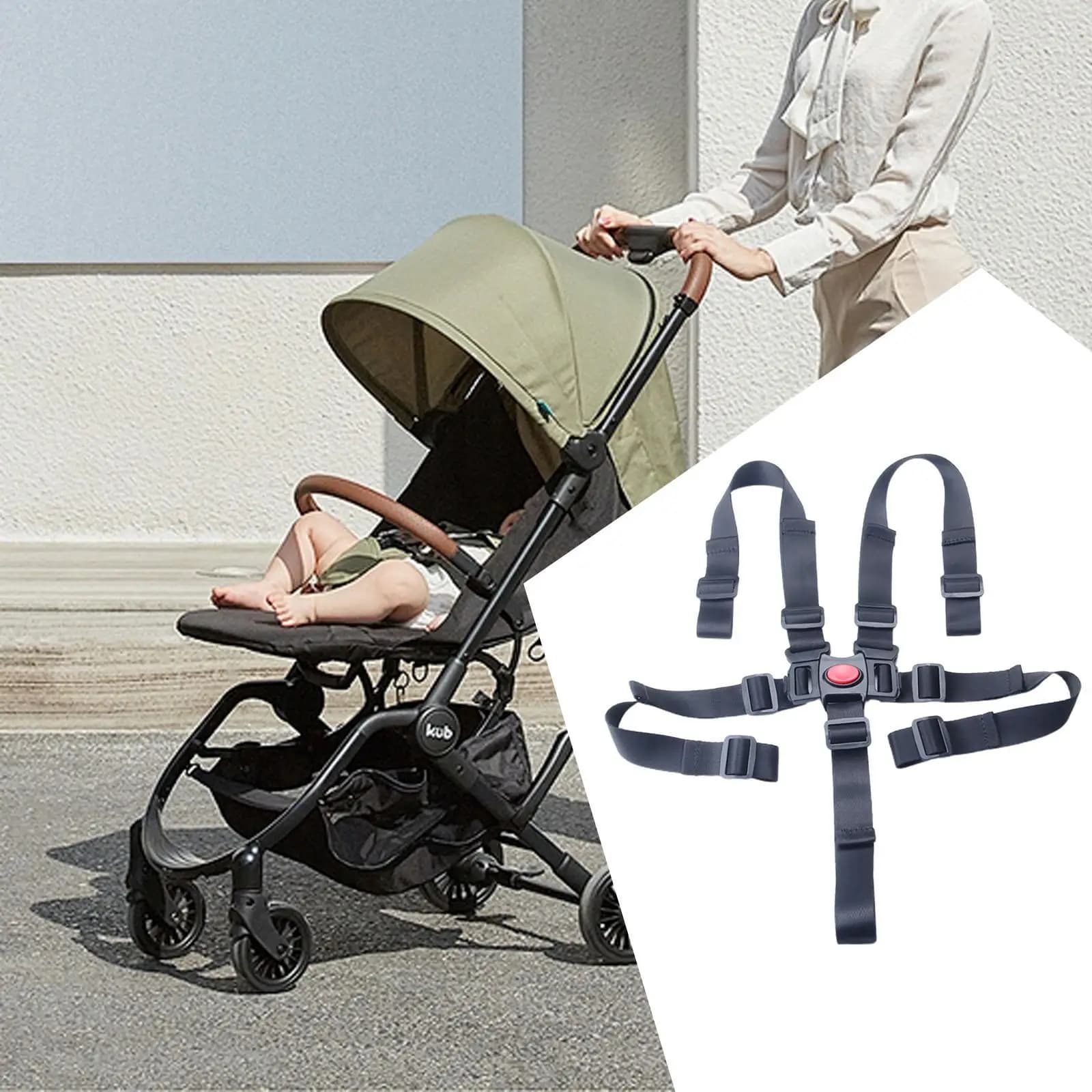 Cinghia per seggiolone Protezione sicura regolabile Imbracatura per seggiolone Cintura per imbracatura per bambini a 5 punti per seggiolone Carrozzina Passeggino Passeggino