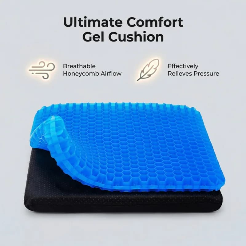 Cuscino in Gel a Nido d'Ape per Alleviare la Pressione, Traspirante per l'Estate, per Dolori alla Schiena e al Coccige, per Casa, Ufficio, Auto, Sedia a Rotelle