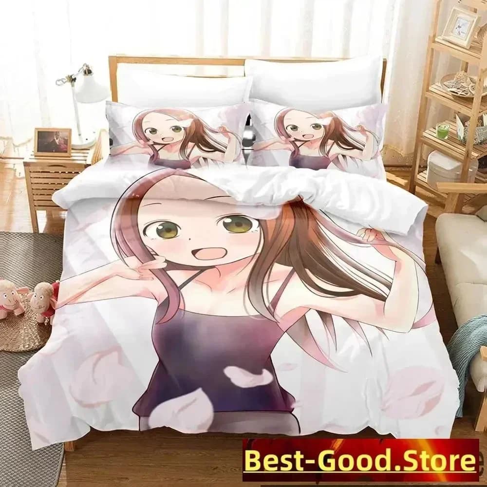 Stuzzicare Master Takagi-san Set biancheria da letto stampato con federa Copripiumino morbido Queen King Size Biancheria da letto Casa Ragazzi Adulti