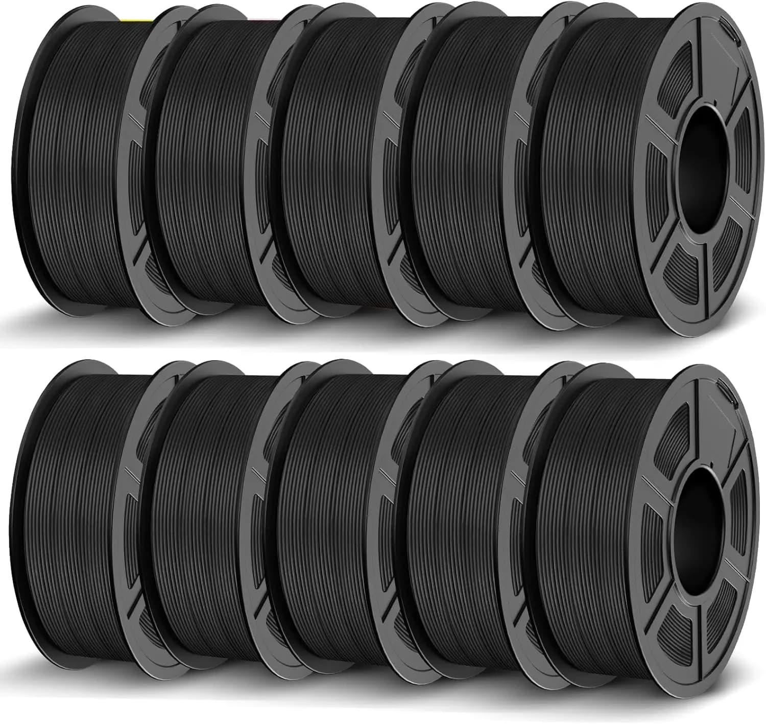 Filamento PLA Opaco per Stampante 3D, Confezione da 10 Bobine da 1,75mm (11kg Totali), Precisione Dimensionale ±0,02mm, Nero