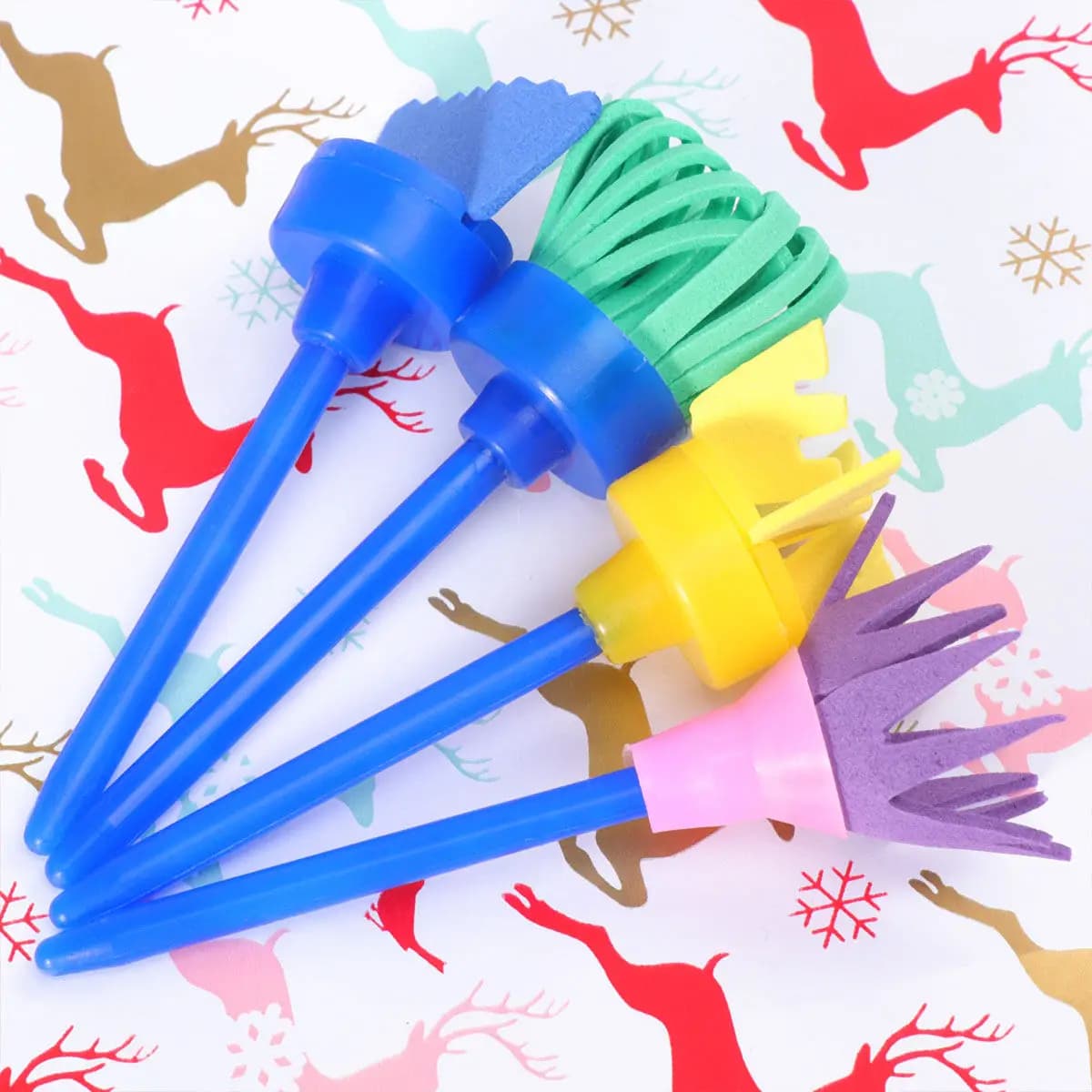 Set di 8 Rulli Compatti in Spugna per Pittura, Design Creativo con Manico Adatto ai Bambini, Strumento Artistico Anti-Macchia per Disegno Fai-da-Te e Graffiti