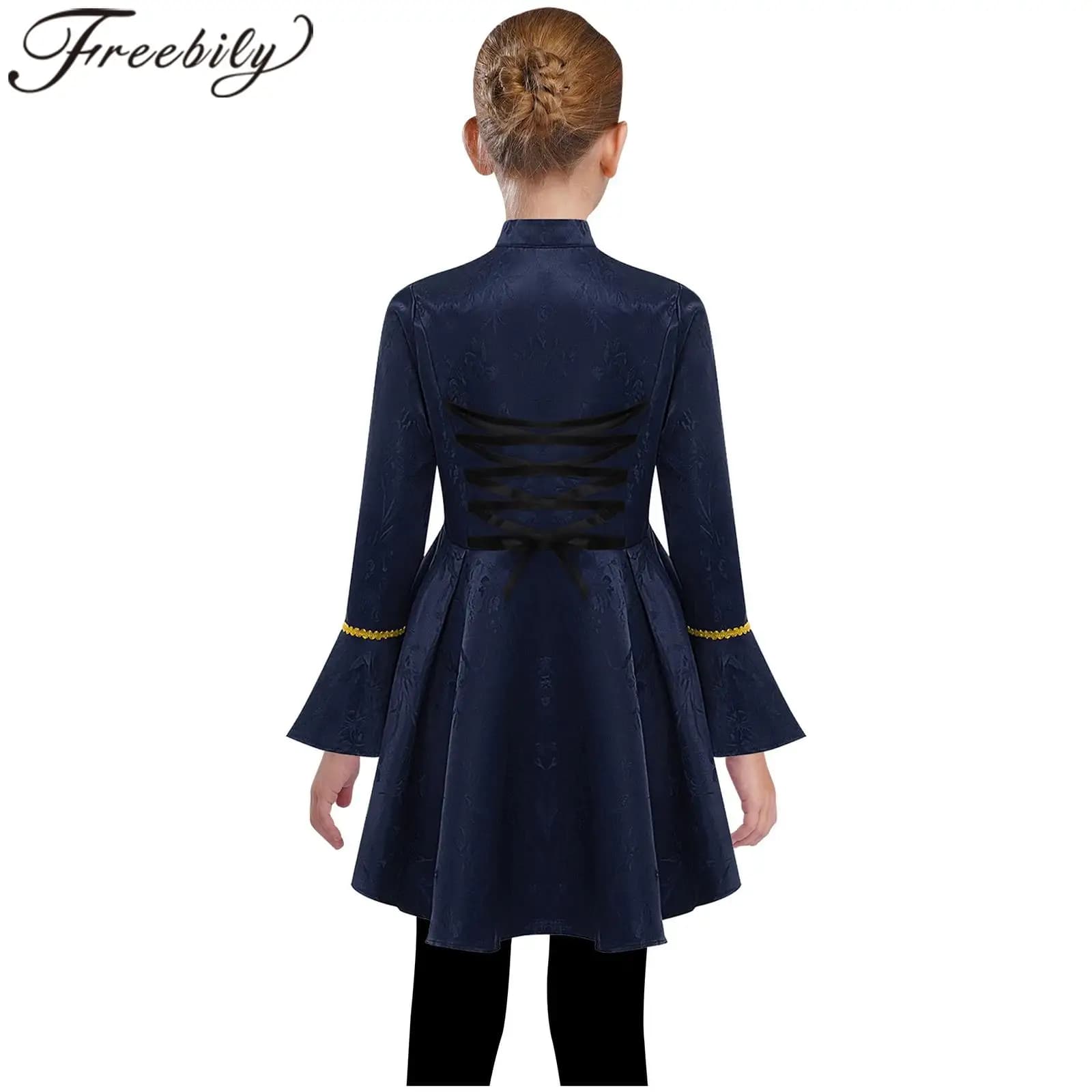 Giacca Lunga da Ragazza con Maniche Lunghe e Balze in Pizzo, Costume Vittoriano Medievale Steampunk Pirata Gotico per Spettacoli