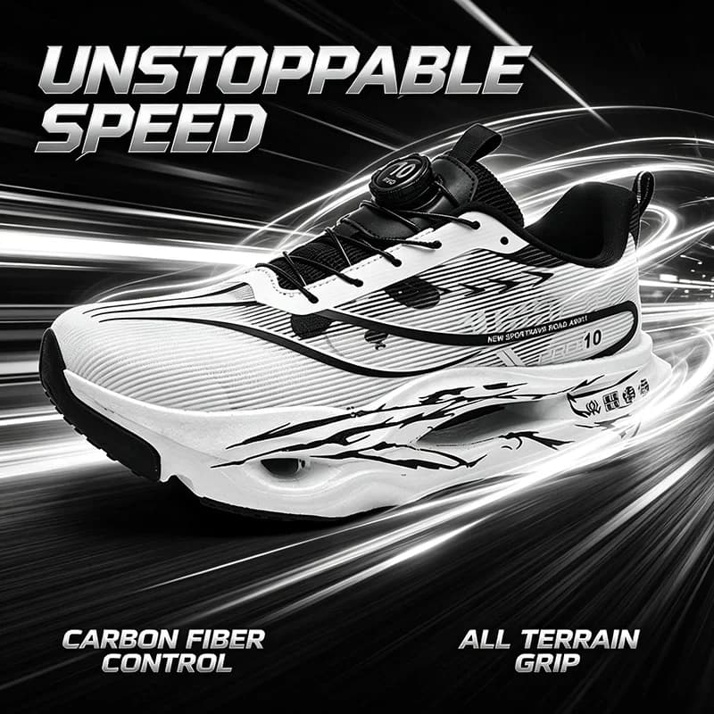 High-Rebound Carbon Fiber Plate Athletic Shoes Breathable Lightweight Shock Absorbing Racing Sneakers for Road Running Trail