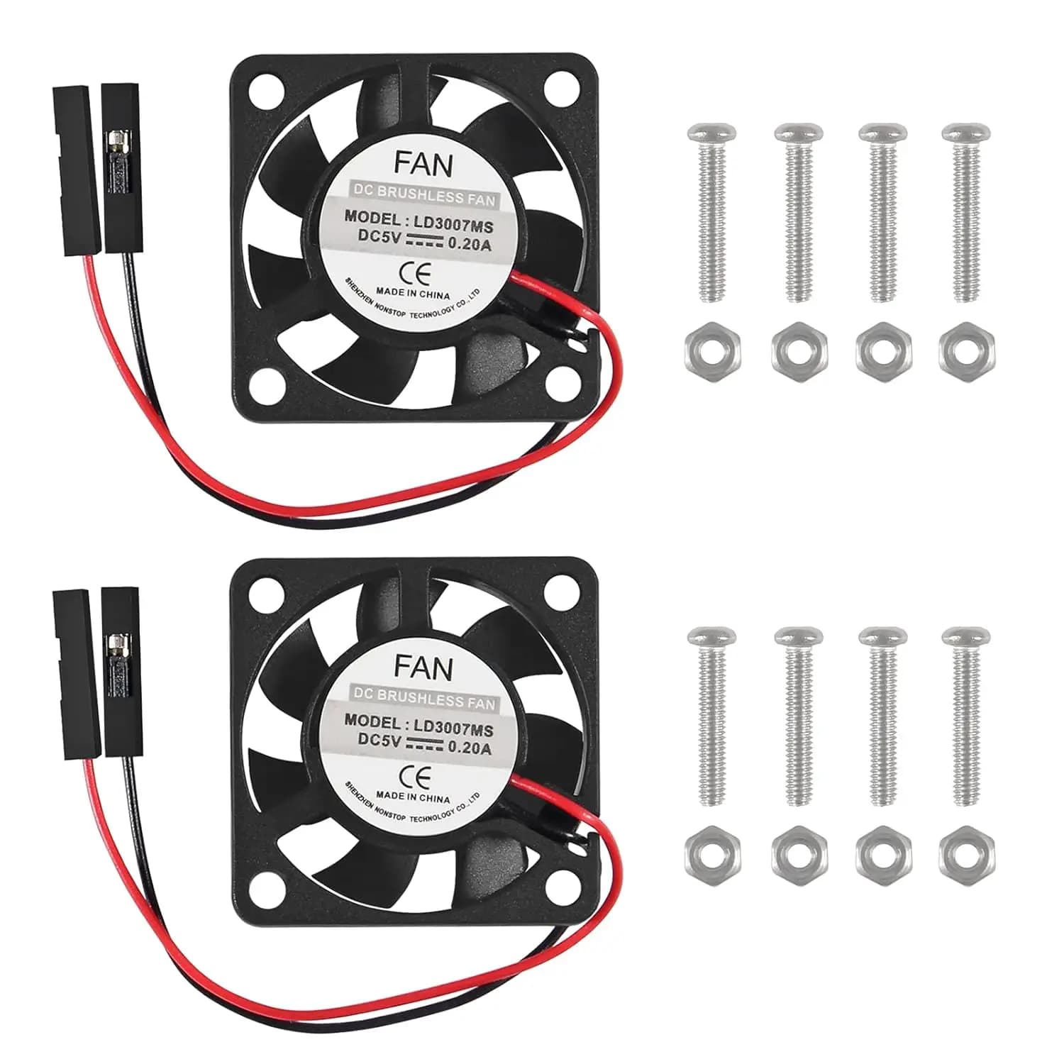 4 pieces 3007 fan for Raspberry Pi 5 30x30x7mm cooling fan Cooling fan without brushes 30MM 1.18in 3.3V 5V DC silent fan for motor