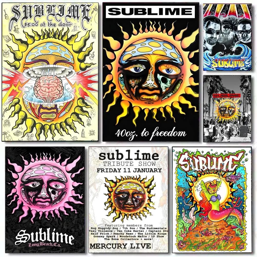 Band S-Sublime Poster HD Home Decor Sticky Wall Waterproof Home Living Room Bar Aesthetic Decor