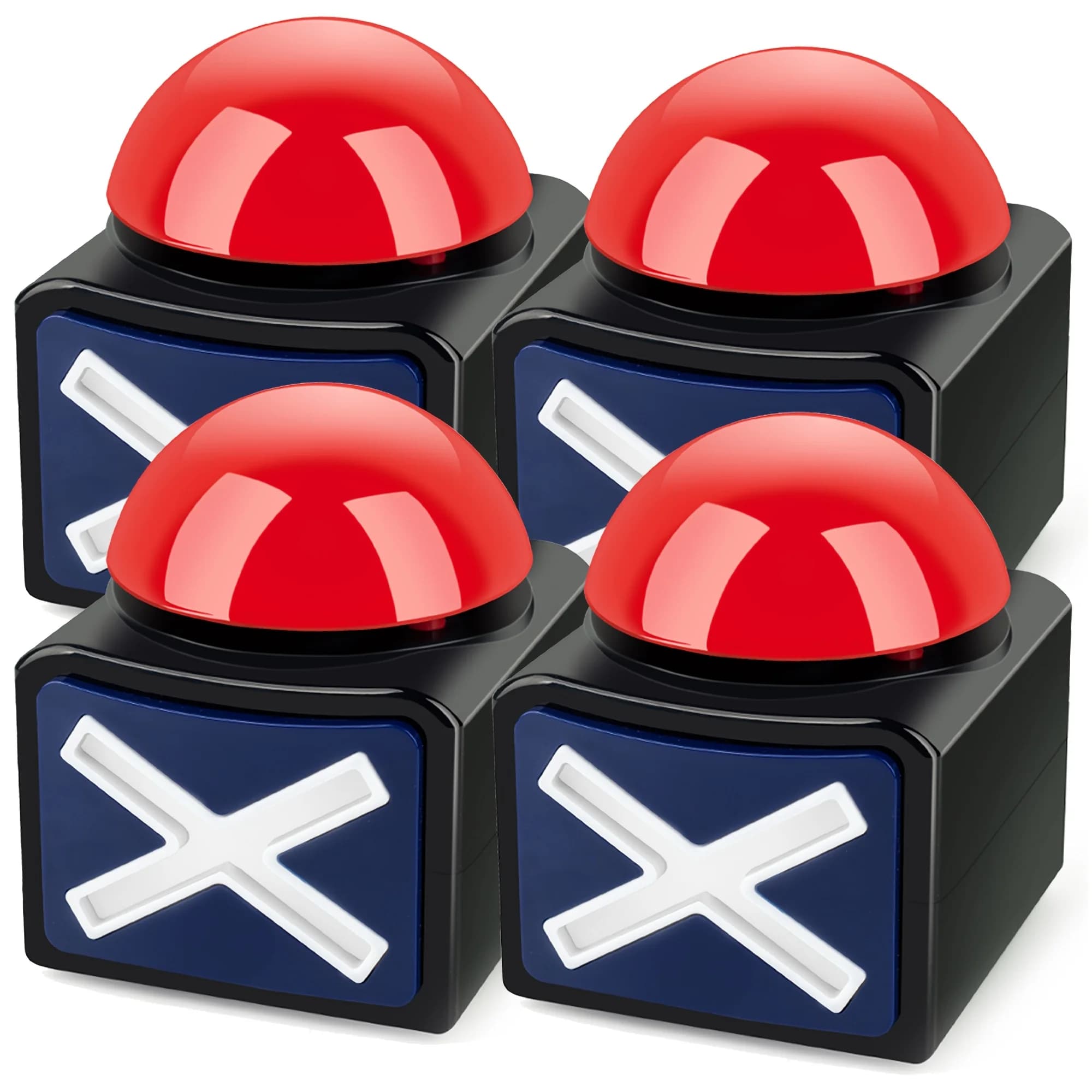Buzzer Luminoso Nero e Rosso con Suono per Giochi di Quiz - Plastica Resistente, Ideale per Serate Familiari e Intrattenimento