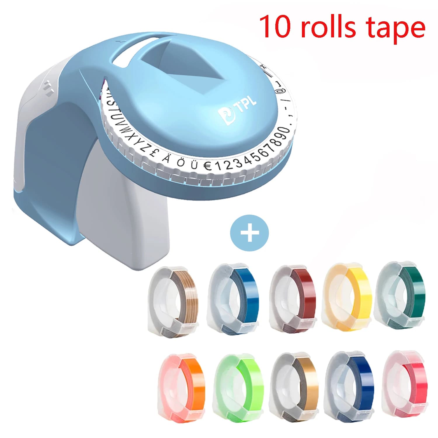 Con 10 rotoli di nastro stampante per etichette in rilievo 3D B90 stampante manuale per etichette stampante 3D simile alla stampante per etichette adesive Dymo 12965