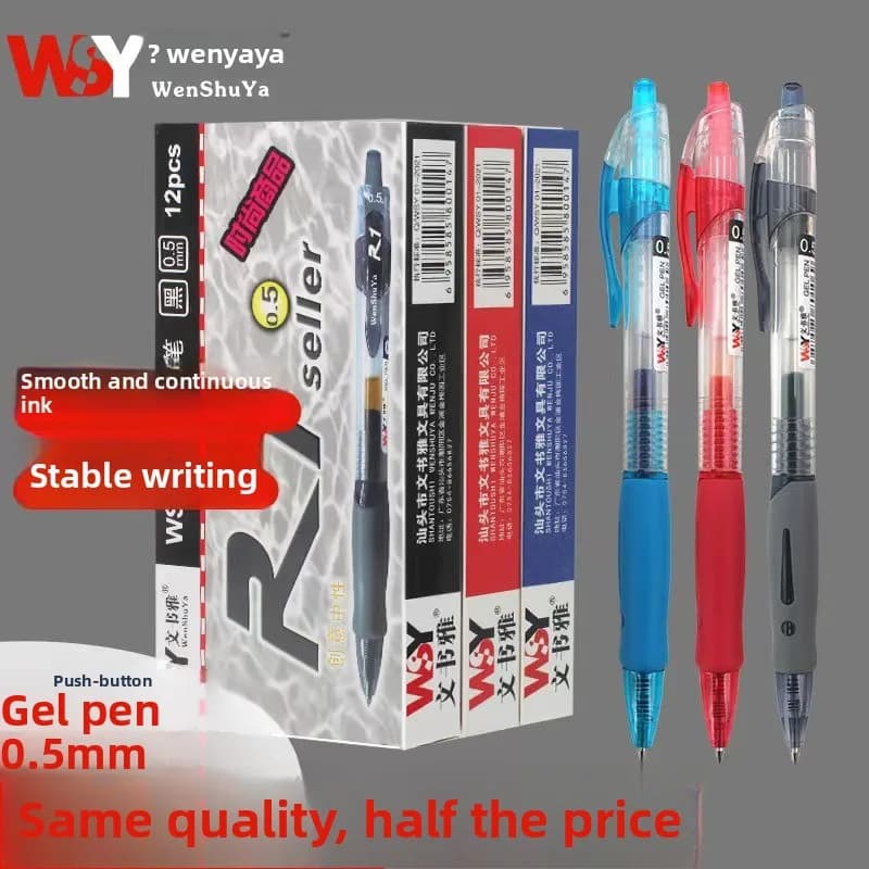 Set di 12 penne gel retrattili con inchiostro nero/rosso/blu, per scrittura, ricariche, accessori per ufficio, materiale scolastico, cancelleria