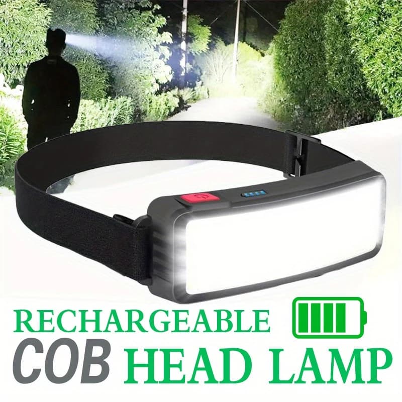 Powerful COB Type-c LED Front Lamp Rechargeable Front Flashlight Built-in Battery Camping Lantern for Outdoor Fishing Waterproof Flashlight
