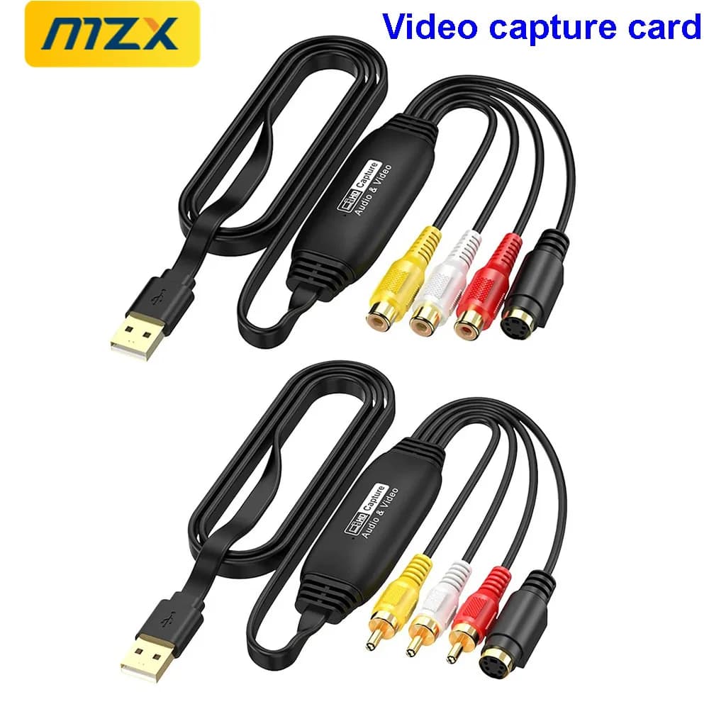 Scheda di Acquisizione Video Audio USB 1080P, Convertitore da Analogico RCA a Digitale, Adattatore per VHS Mini DV Hi8 DVD VCR, Accessori per Laptop e PC Desktop