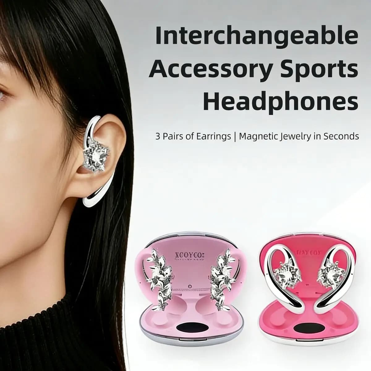 Auricolari Bluetooth Wireless Nuovi, 3 Paia di Orecchini Magnetici in Zirconia Intercambiabili, Lunga Durata della Batteria, Regalo Elegante per Donne e Ragazze