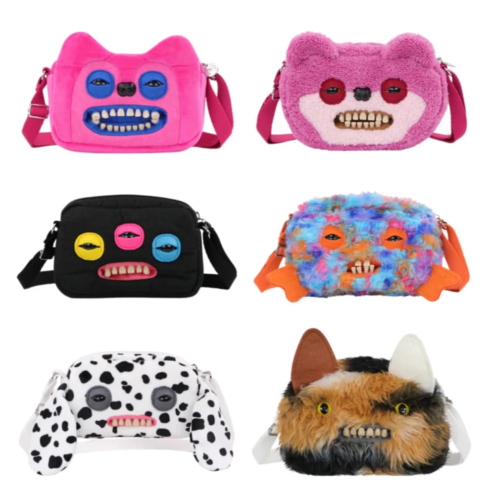 Fugglers Plush Crossbody Shoulder Bag Original Fuggs Small Ugly Teeth Monster Wallet Storage Bag Single Strap for Phone Camera