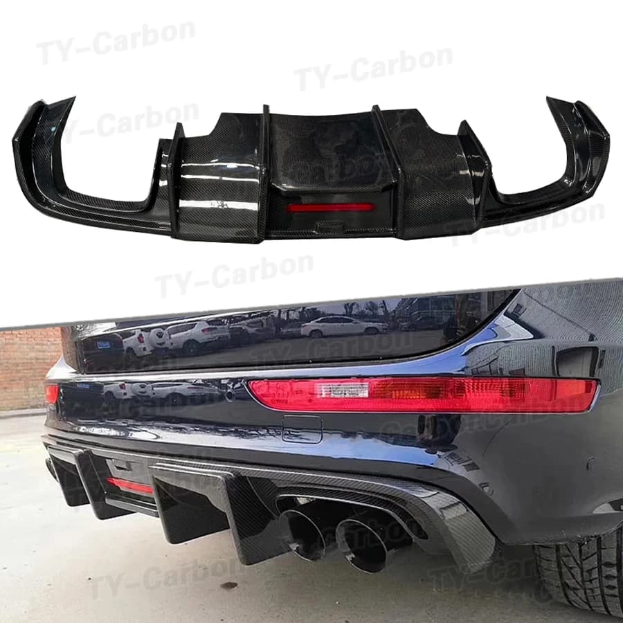 Real Carbon Fiber K Style Rear Bumper Diffuser for Audi Q5 SQ5 2012-2018 Rear Diffuser Rear Bumper Lip with Light Diffuser FRP