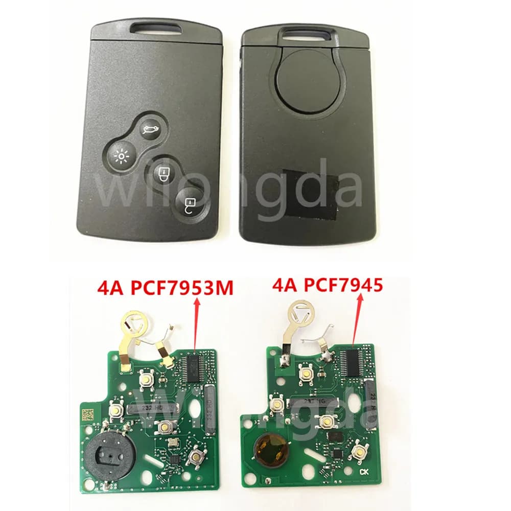 1 pz 4 Pulsante Keyless Chiave Dell'automobile Go Vivavoce Smart Card 433 MHz pcf7945/PCF7953M 4A Chip per Renault Clio IV 4 Captur chiave 2009-2017