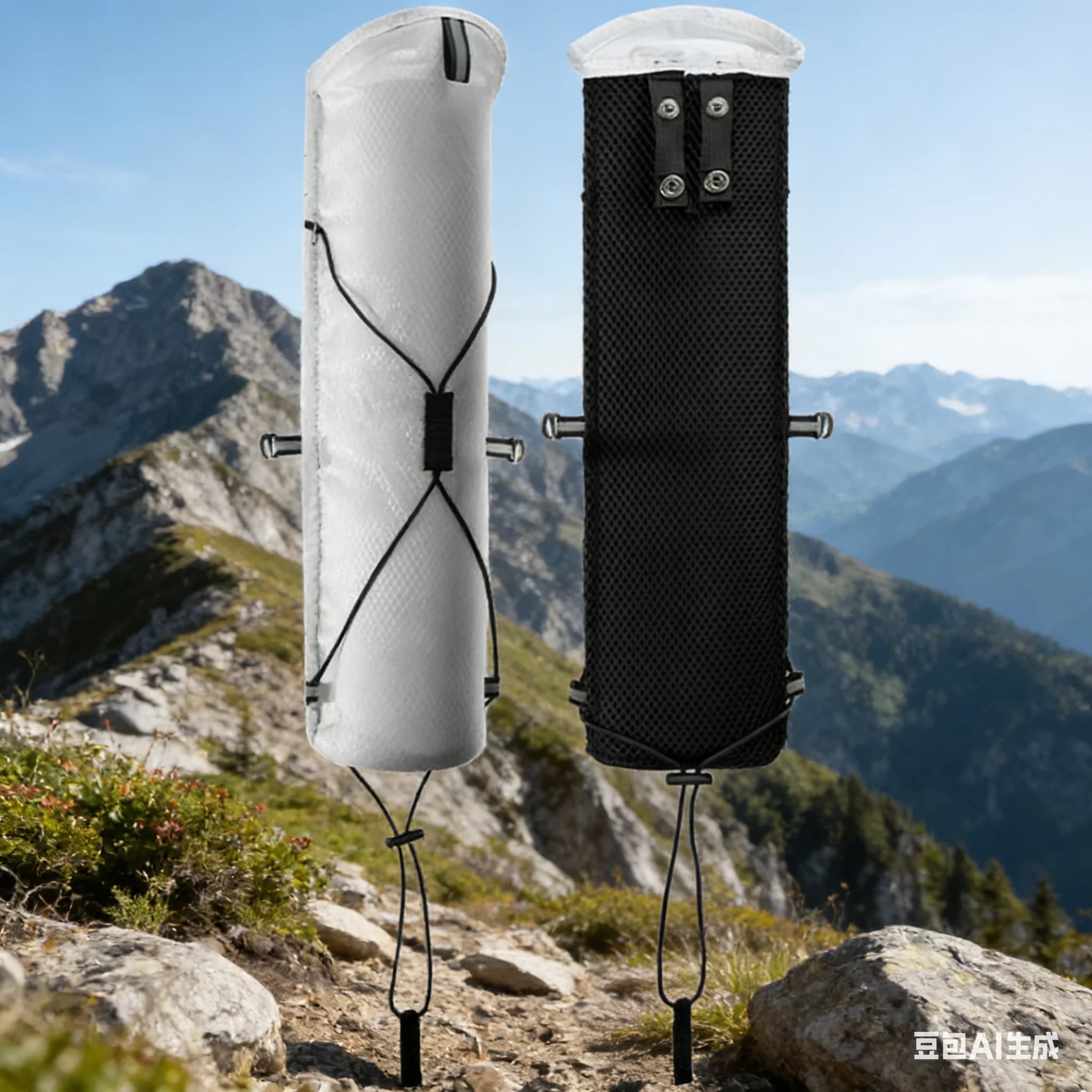 Nylon Lightweight Trekking Sticks Bag Foldable with Back Panel Breathable for Comfort and Ventilation During Long Excursions or Running