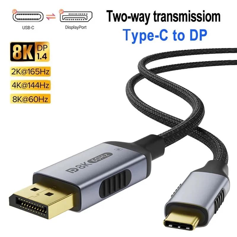 8K USB Type C to DisplayPort Cable Bidirectional 8K@60Hz 4K@144Hz 2K@165Hz DP 1.4 to USB C Cable for MacBook Pro DELL Samsung
