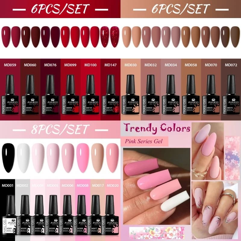 6/8pcs 8ml Rosso Marrone Gel Smalto Set di Lunga Durata Soak Off UV LED Gel per Manicure Forniture per unghie fai da te Pittura Unghie in gel Art