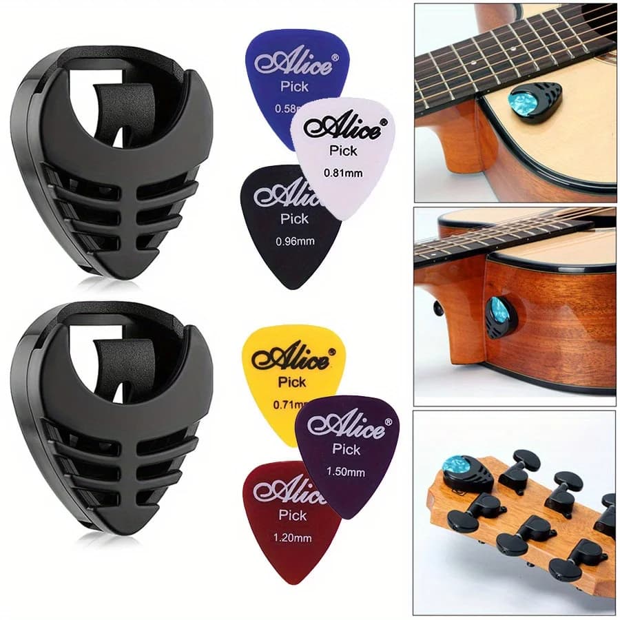 8 pz/set Adesivi Colorati Plettri per Chitarra Set 2 Supporti 6 Plettri Facile Posizionamento Accessori per Chitarra per Ukulele Acustico JXB