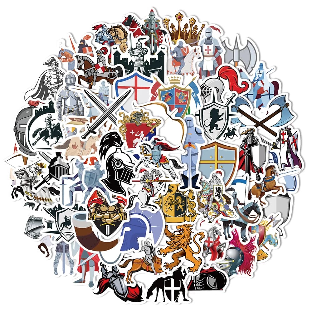 60 pezzi adesivi graffiti cavaliere medievale europeo notebook tazza d'acqua bagagli skateboard adesivi impermeabili per computer