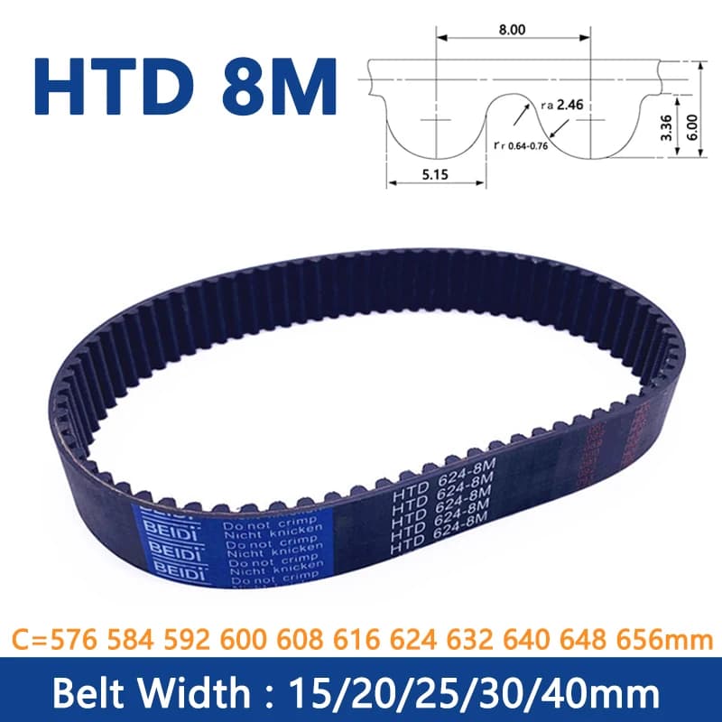 1pc HTD 8M Cinghia di Distribuzione C = 576 584 592 600 608 616 624 632 640 648 656 Larghezza 15 20 25 30 40 millimetri di Gomma Anello Chiuso Cinghia Sincrona