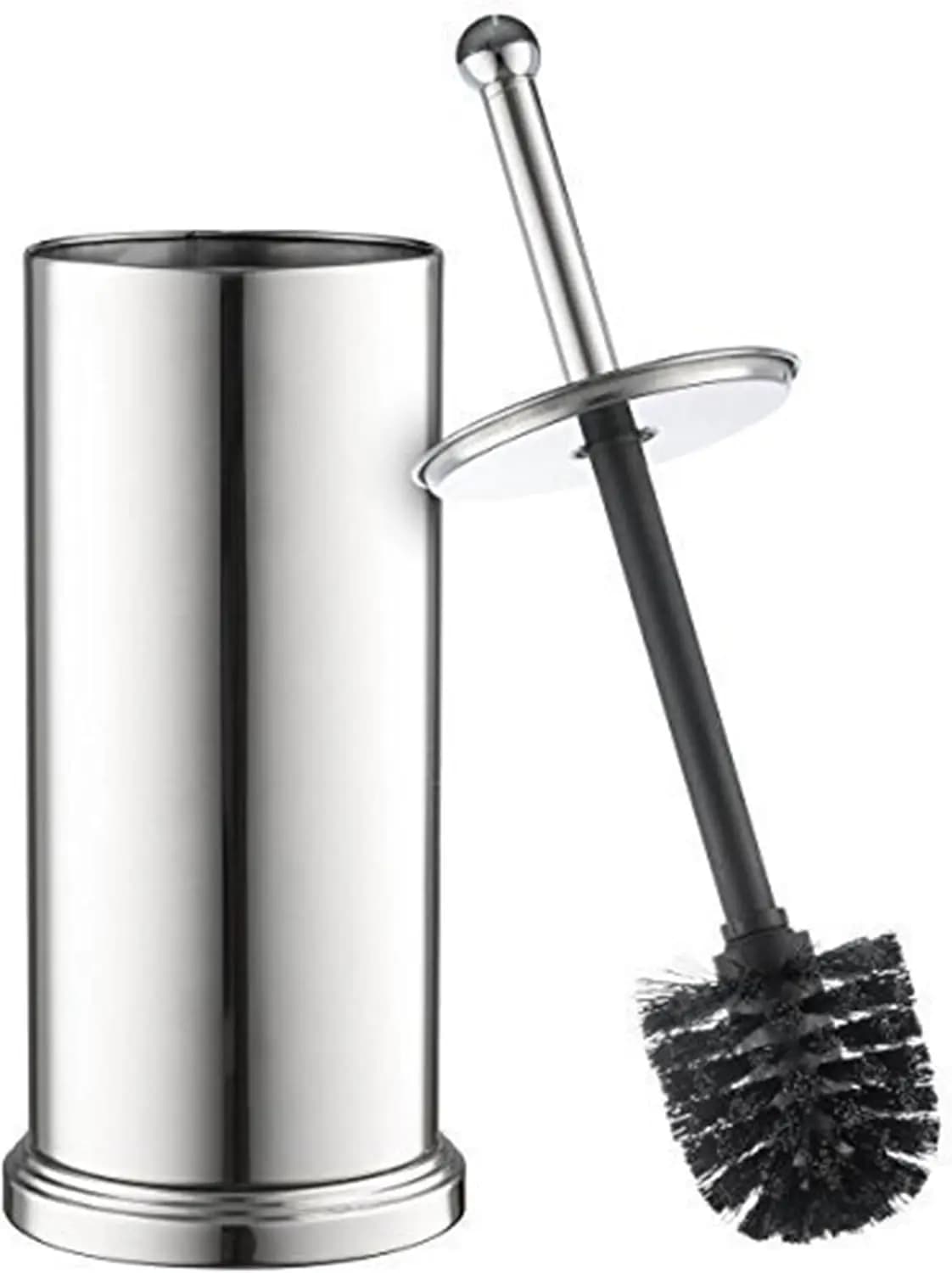 Set Spazzola e Porta Spazzola per WC Home-it - Spazzola per la Pulizia del WC Cromata Alta con Coperchio, Ottima Spazzola per la Pulizia del Bagno