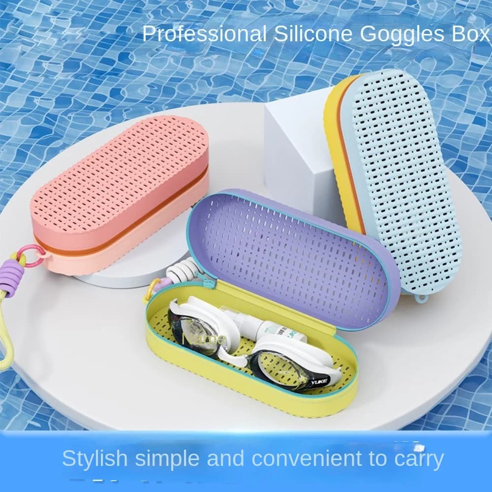 Zippered Swim Glass Case Breathable Silicone Soft Case with Exhaust Hole Glass Box Waterproof Swim Glass Box