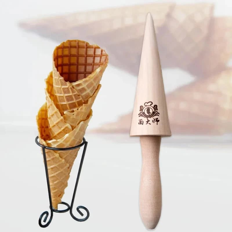 Rotolo di uova di legno cono gelato stampo croissant a spirale stampi in corno di crema frittata Waffle Roller stampo per pasticceria strumento di cottura della cucina