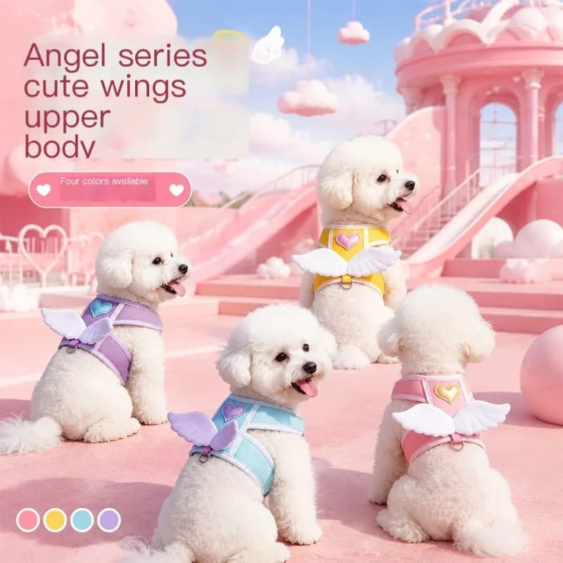 Angel Wings Vest Type Pet Harness Anti Escape Walking Leash For Kitten Small Dogs Adjustable Outdoor Travel Chest Strap Supplies