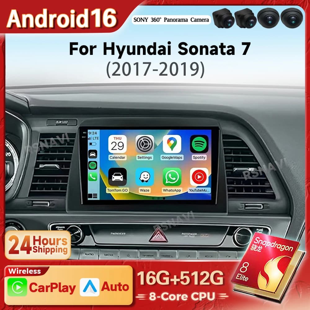 Android 15 Carplay Auto 2K Schermo Autoradio Lettore Multimediale Per Hyundai Sonata 7 LF 2017 - 2019 Autoradio Stereo BT Snapdragon