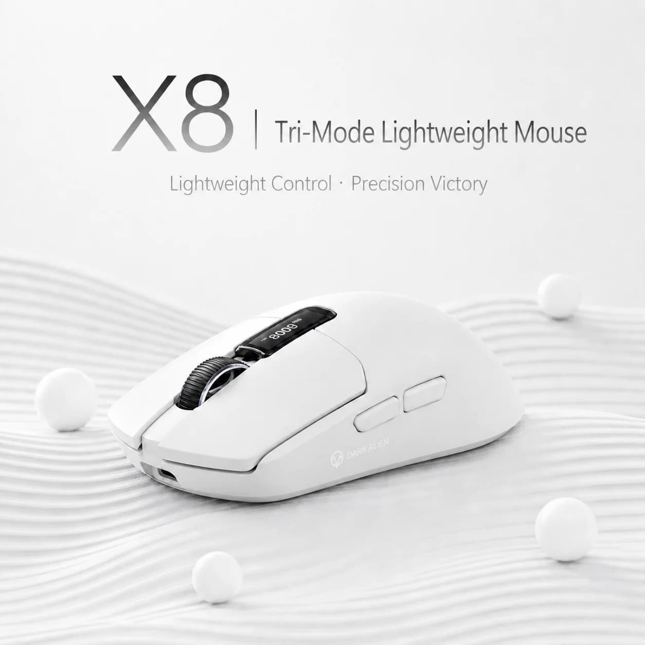 Mouse da Gaming Wireless X8 Tri-Mode PAW3311 24000DPI Leggero con Display OLED Intelligente e Doppia Batteria Intercambiabile 1000H