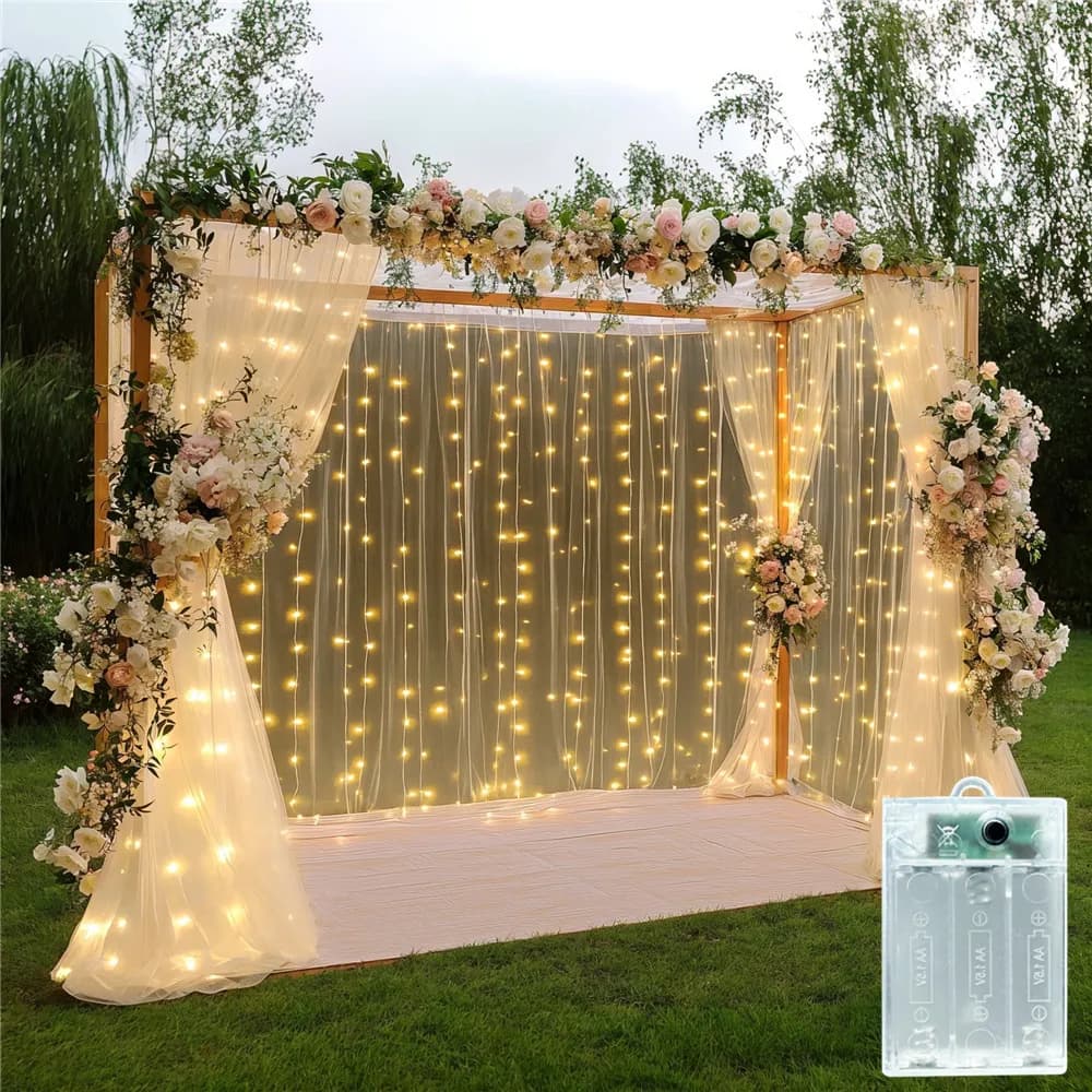 Decorazioni per Matrimoni all'Aperto 2026, Decorazioni per Ramadan, Luci a Tenda LED per San Valentino, Eid Mubarak per Casa, Illuminazione a Batteria