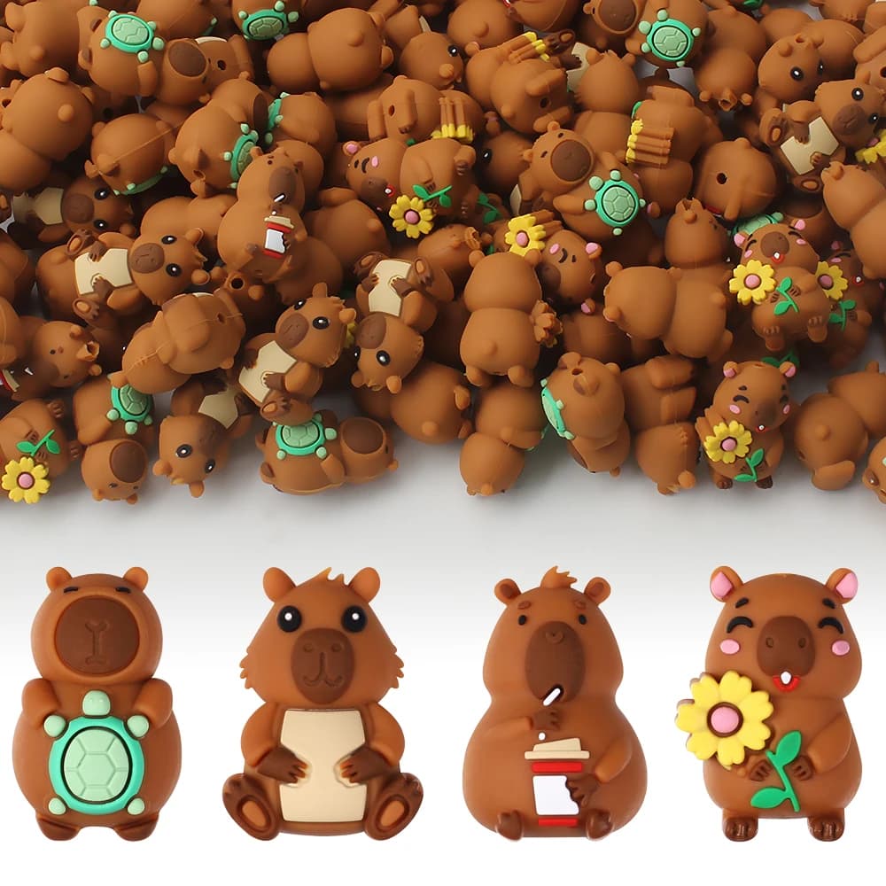 5/10/20pcs 3D Groundhog Silicone Beads Stereoscopic Animal Focal Beads For DIY Jewelry Keychains Lanyards Crafts Making Supplies