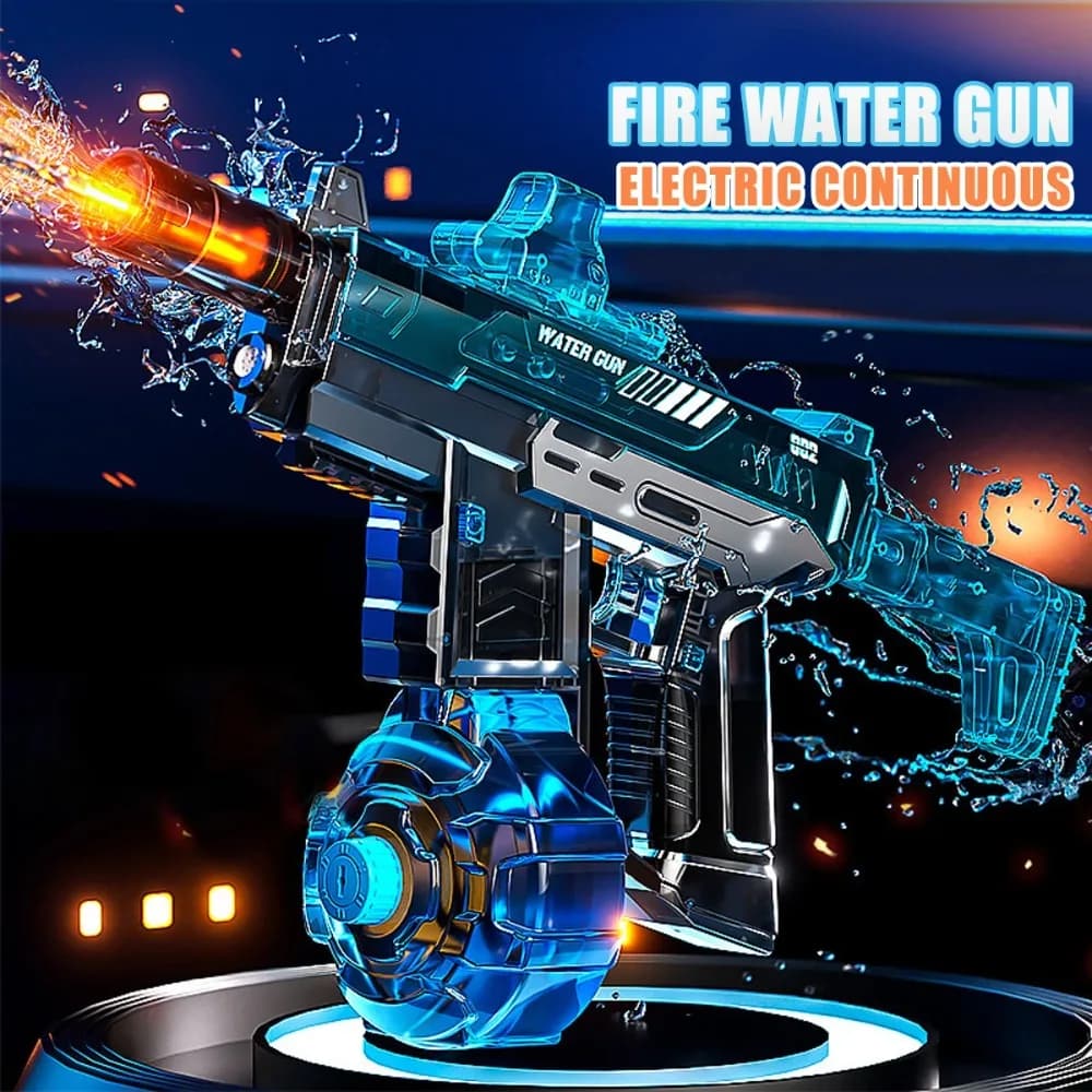Pistola ad acqua elettrica a fiamma simulata con sensore di luce per bambini Estate all'aperto Piscina da spiaggia Giocattolo Pistola ad acqua automatica ad alta pressione