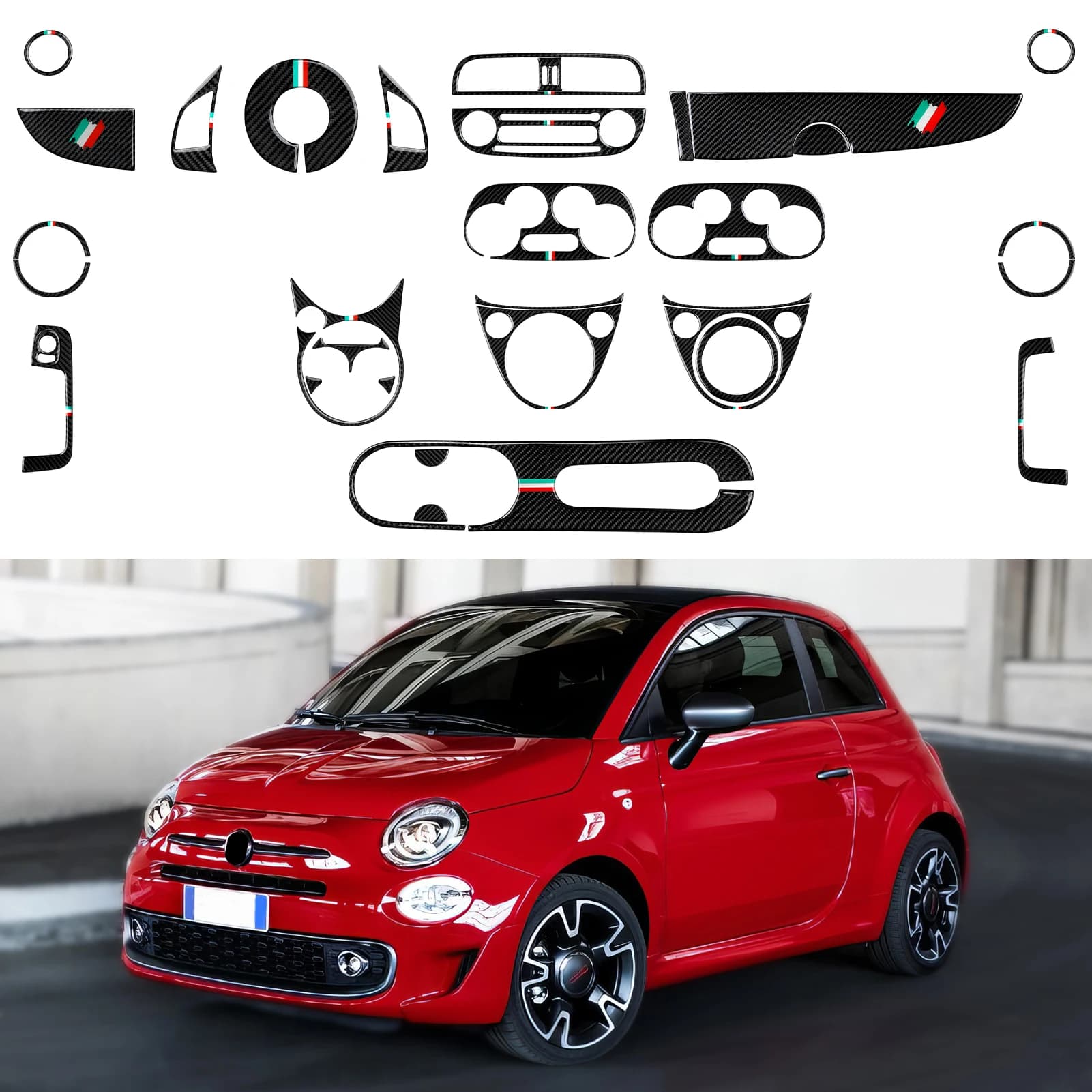 For Fiat Abarth 500C 500e 595 595C 695 C Car Center Console Gear Shift Trim Cover panel Carbon fiber interior wall decal