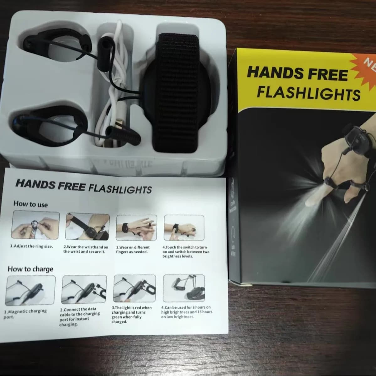 Diamond ring flashlight night fishing repair lighting wrist charging strong light local lighting sports outdoor night fishing